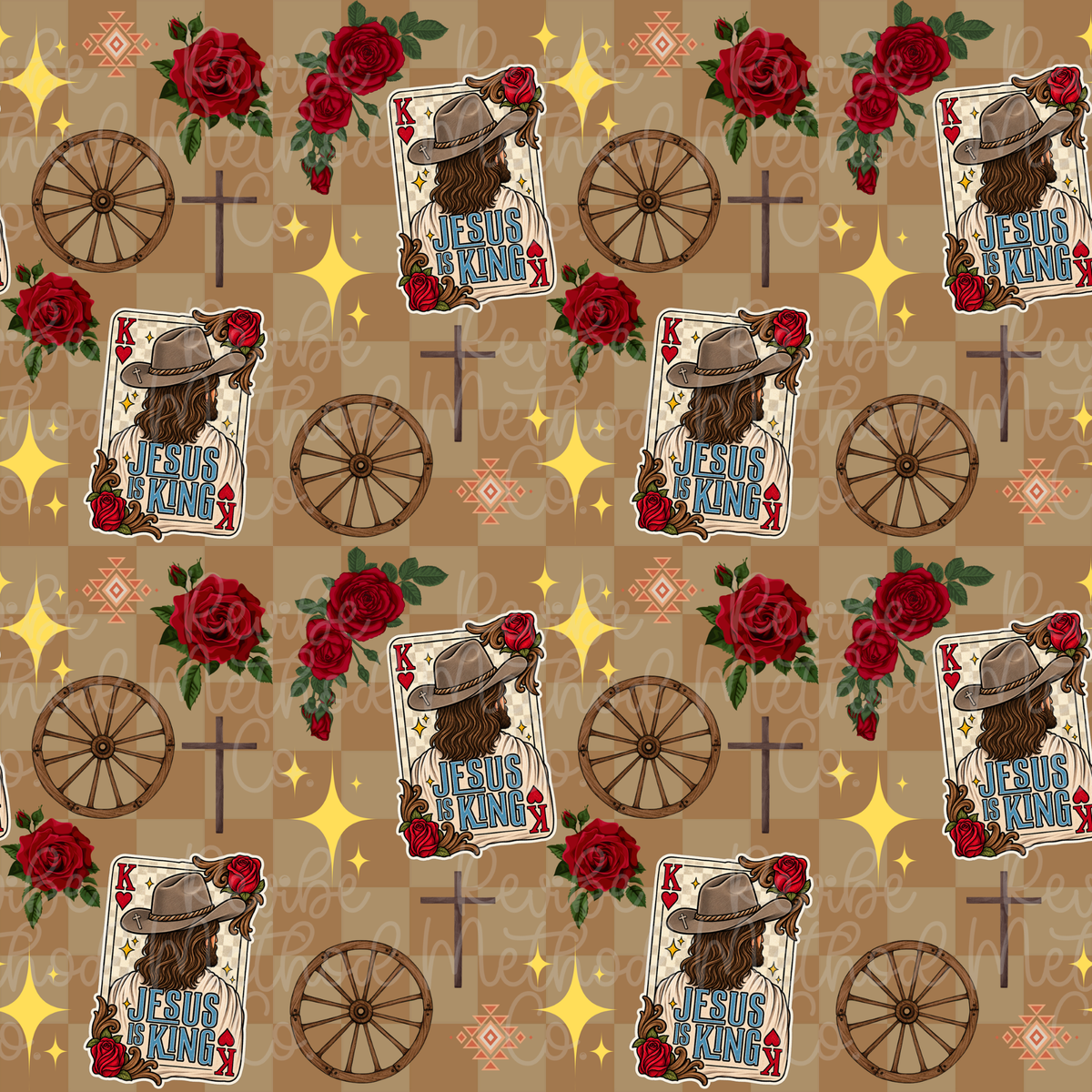 Jesus is King - Beige Checkered