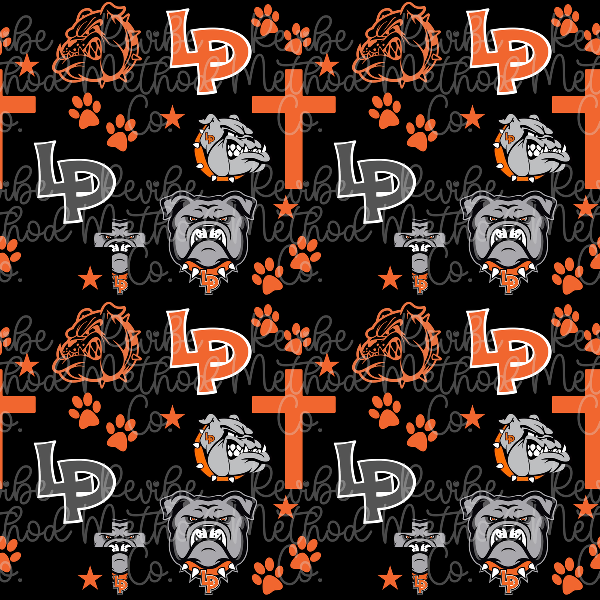 La Porte Bulldogs Seamless Pattern - Black Background