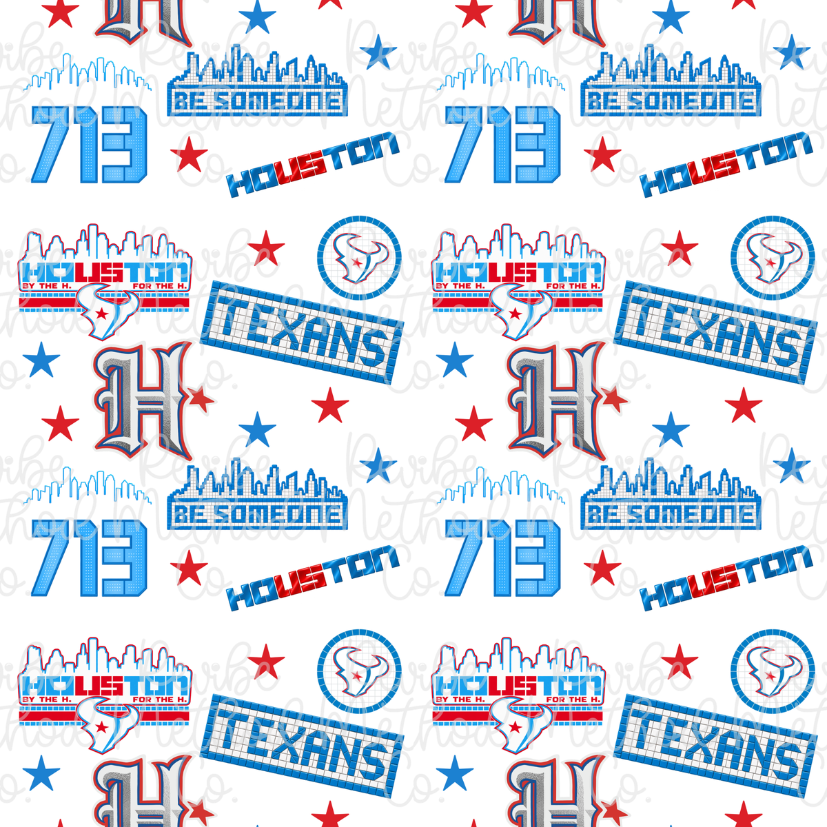 Rivalry Houston Football Seamless Pattern -White Background