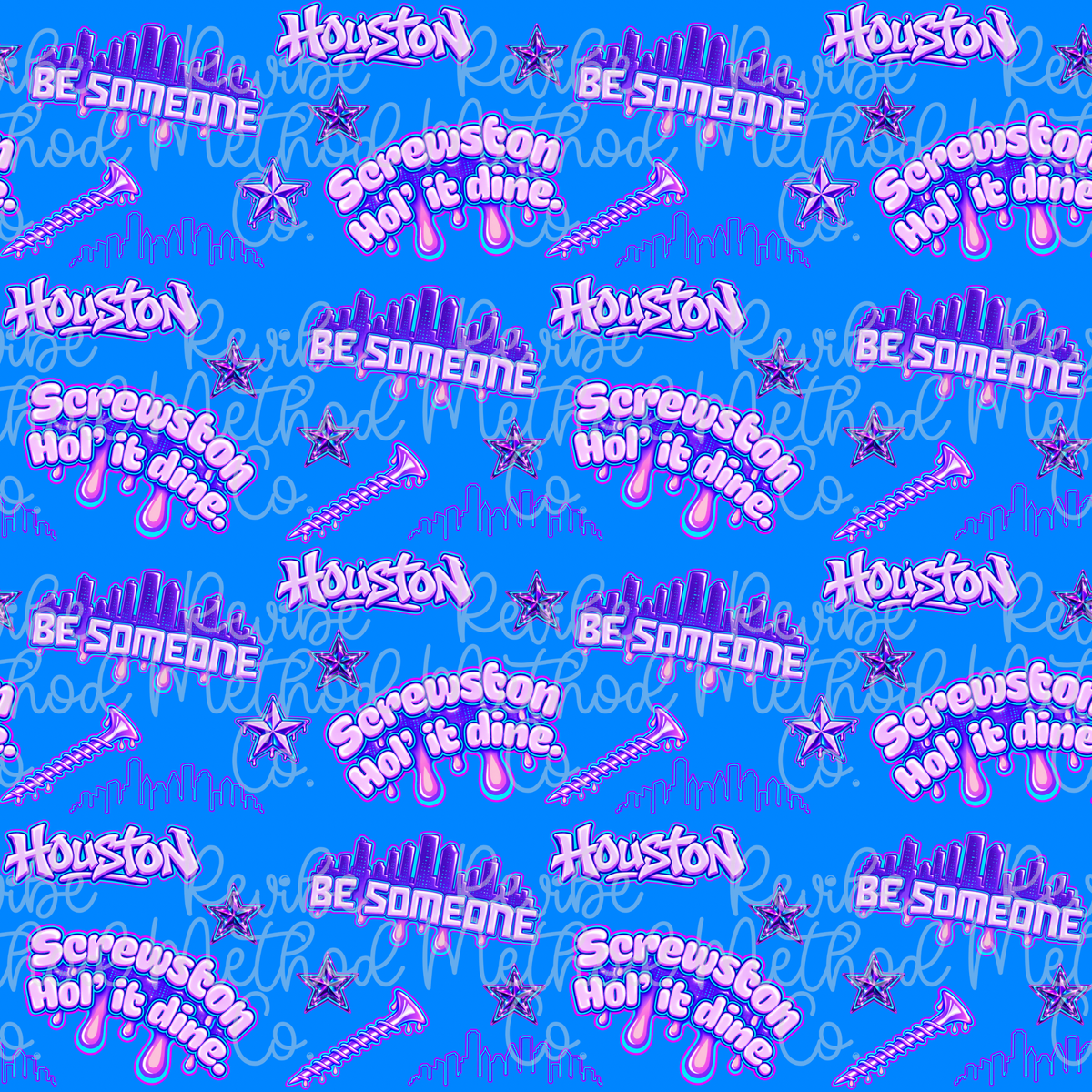 Screwston Cartoon Houston Blue