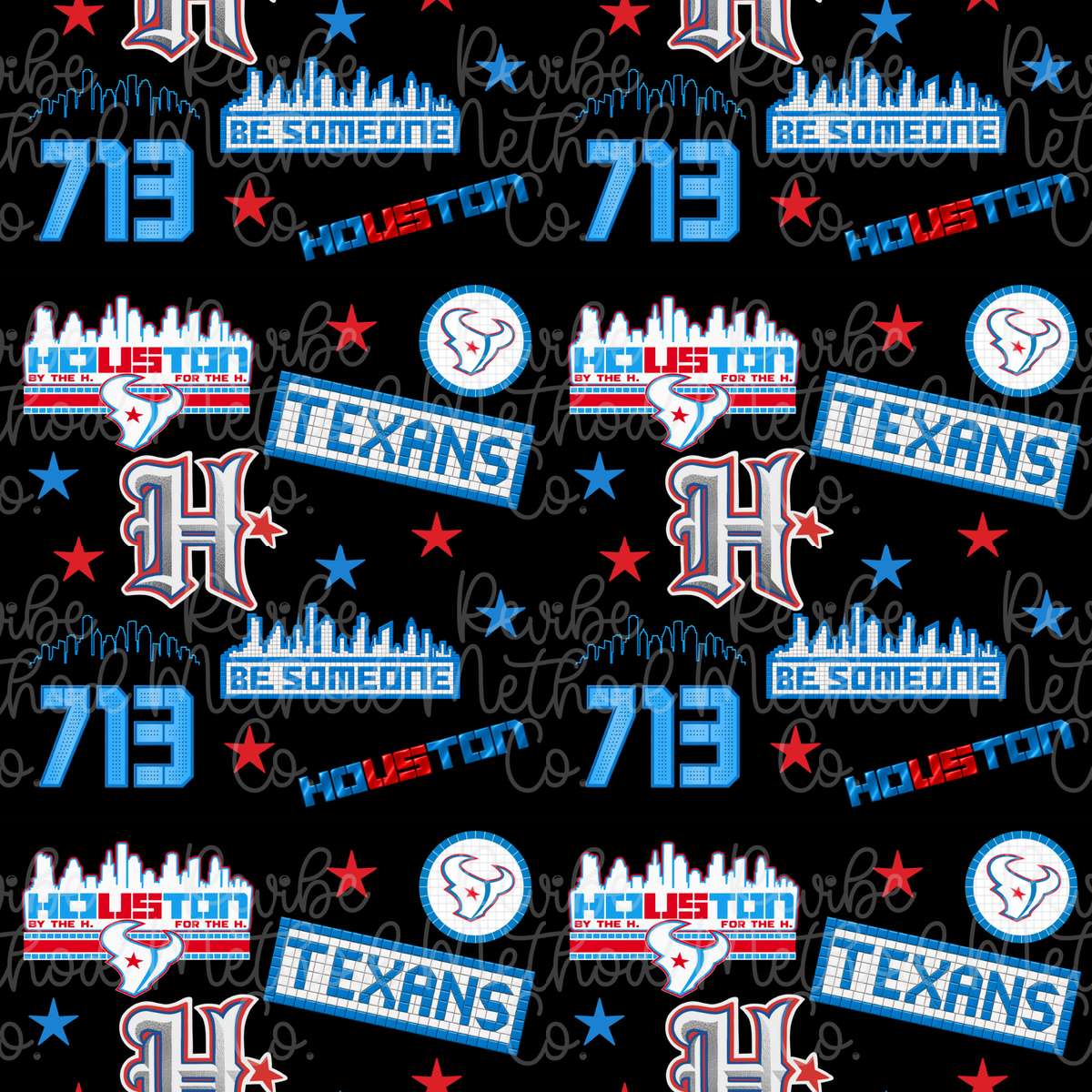 Rivalry Houston Football Seamless Pattern - Black Background