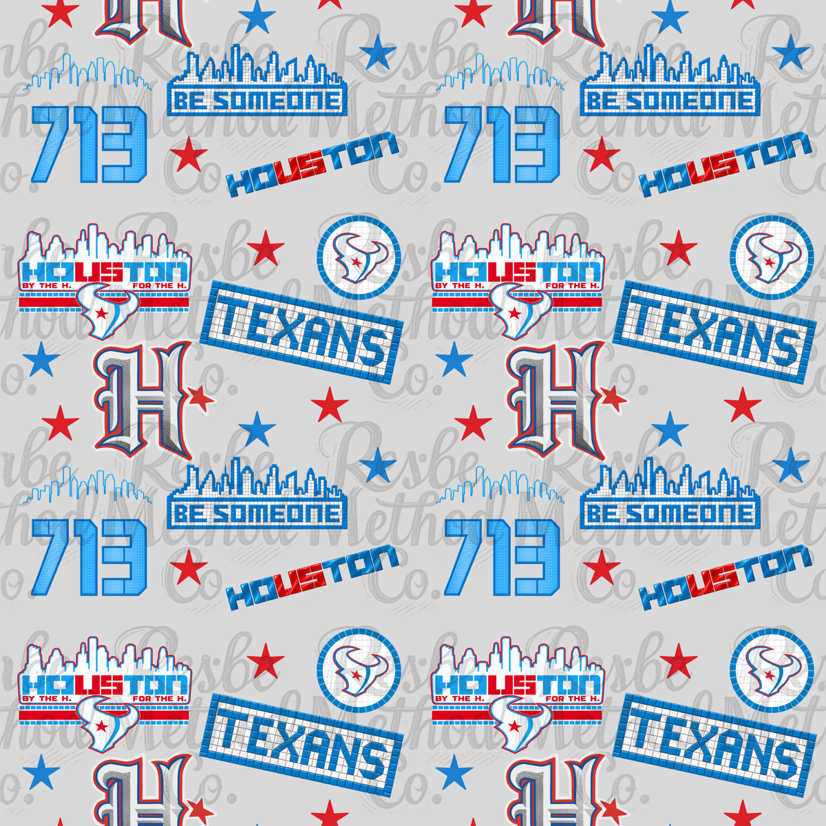 Rivalry Houston Football Seamless Pattern - Gray Background