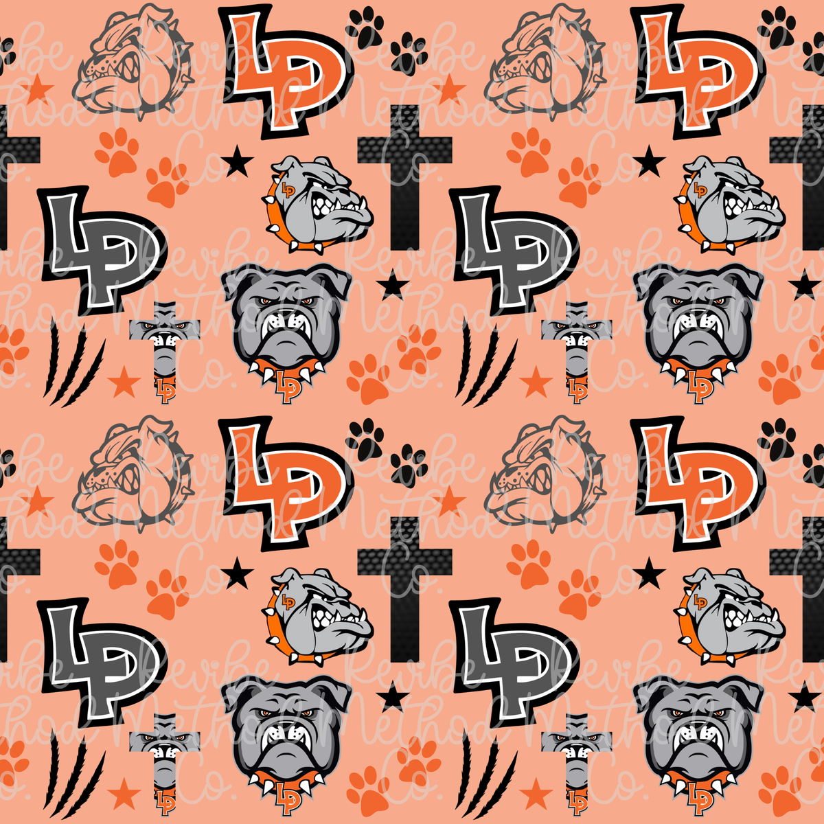 La Porte Bulldogs Seamless Pattern - Orange Background